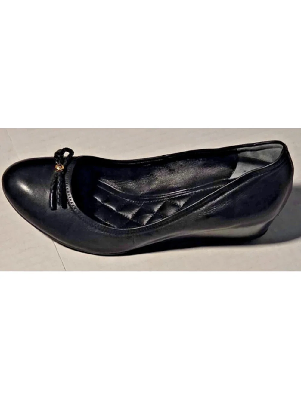 Cole Haan Tali Grand Bow Wedge Pumps Womens SIZE Black Leather Grand OS
